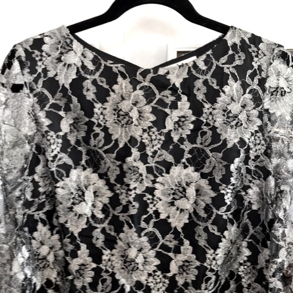 TIBI Metallic Floral Lace Open Back Mini Dress - Picture 4 of 15